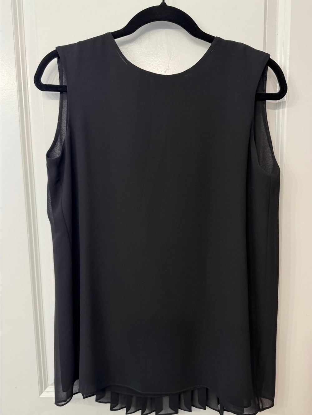 Uniqlo Black Sleeveless Chiffon Top with Pleated Back Detail